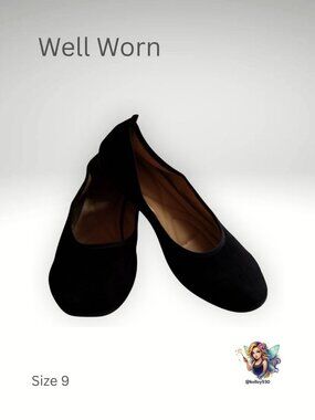Black Ballet Flats Size 9 Comfortable Slip-On Everyday Shoes 🖤